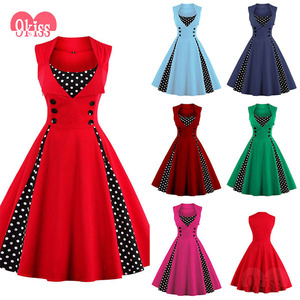 9 beso <span class=keywords><strong>Mujeres</strong></span> Más El Tamaño de Lunares Oscilación 50 s Vintage Vestido Retro - Product Image 6