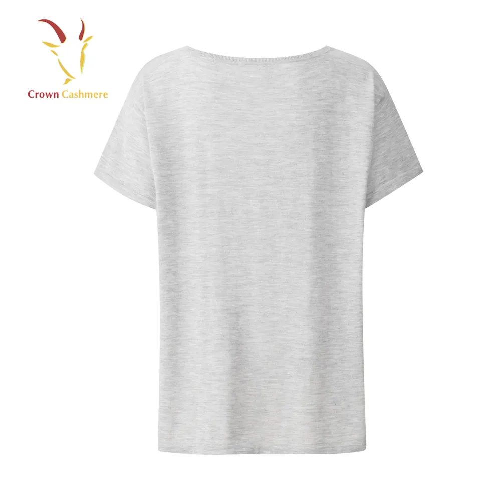 Women's short sleeve silk cashmere sweater T shirt