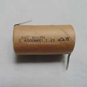 1.2v नी, महाराष्ट्र सी 4000mah रिचार्जेबल बैटरी के साथ नी mh सी आकार बैटरी मिलाप टैब