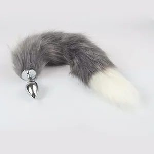 SacKnove 3 Sizes Cheap Homemade Metal Silver Rabbit Sexy Fox Tail Sex Toys Anal Plug Plug tail for Men Women Gay