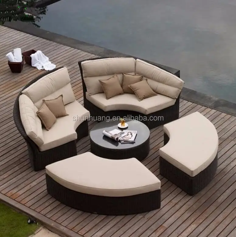 Outdoor Zwembad Pe Rotan Sofa Sets Meubels Balkon Rieten Bank