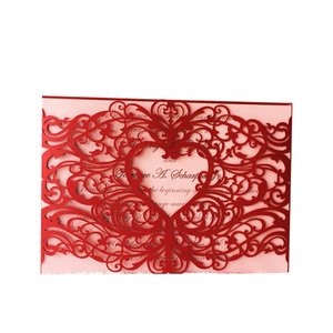 Tarjeta de invitación de boda <span class=keywords><strong>en</strong></span> forma de corazón de terciopelo creativo elegante inglés 3D - Product Image 3