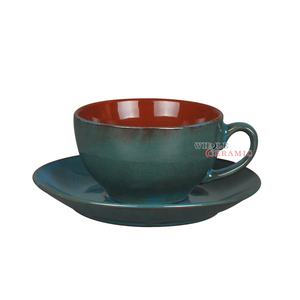 Buona qualità gres reattiva smalto a <span class=keywords><strong>due</strong></span> tonalità di blu <span class=keywords><strong>set</strong></span> di stoviglie ciotole tazze piatti tazza e piattino Teiera Zucchero Ciotola di Crema brocca - Product Image 4
