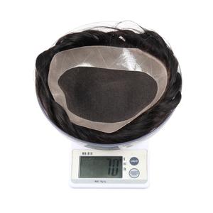 Parrucca di <span class=keywords><strong>parrucchino</strong></span> indiano dei capelli umani Remy Base di pizzo francese per gli uomini a media densità con nodi sbiancati - Product Image 6