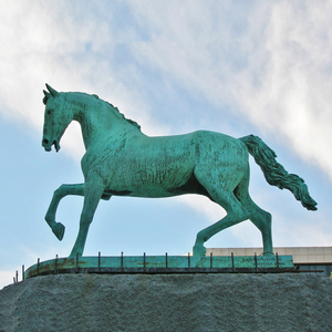 Commercio all'ingrosso classica in legno scultura verde bronzo del cavallo in piedi per la decorazione del giardino - Product Image 6