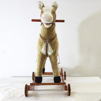 Cheval à bascule en peluche pour enfants, grande taille, avec roues