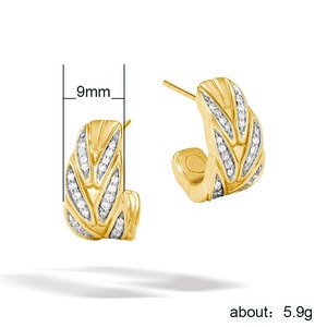CAOSHI 2025 nuovo Design di alta qualità a forma di foglia scintillante orecchini di zircone gioielli <span class=keywords><strong>in</strong></span> <span class=keywords><strong>pelle</strong></span> oro foglia orecchini da donna - Product Image 2