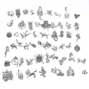 Mixed Antique Silver Color Anchor Animal Charms Pendants for Bracelet Necklace DIY Jewelry Making Finding Accessories