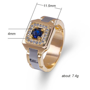 CAOSHI anello da fidanzamento quadrato blu da uomo con zatteri creati gioielli riempiti in oro fedi nuziali da uomo zircone