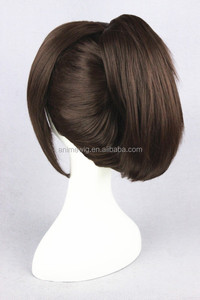 Alta calidad 40cm corto marrón Attack on Titan Cosplay Hanji Zoe peluca sintética Anime Cosplay disfraz peluca con una cola de caballo - Product Image 5