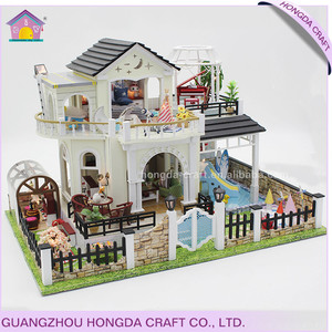 Modèle de maison de jardin avec lumière et meubles de simulation, maison de poupée miniature à faire soi-même, design de maison mignon - Product Image 5