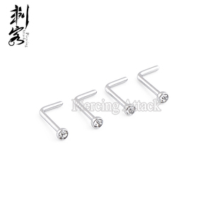 316L Surgical Steel L Shaped Crystal Nose Stud <strong>Indian</strong> Nose <strong>Ring</strong> - Product Image 4