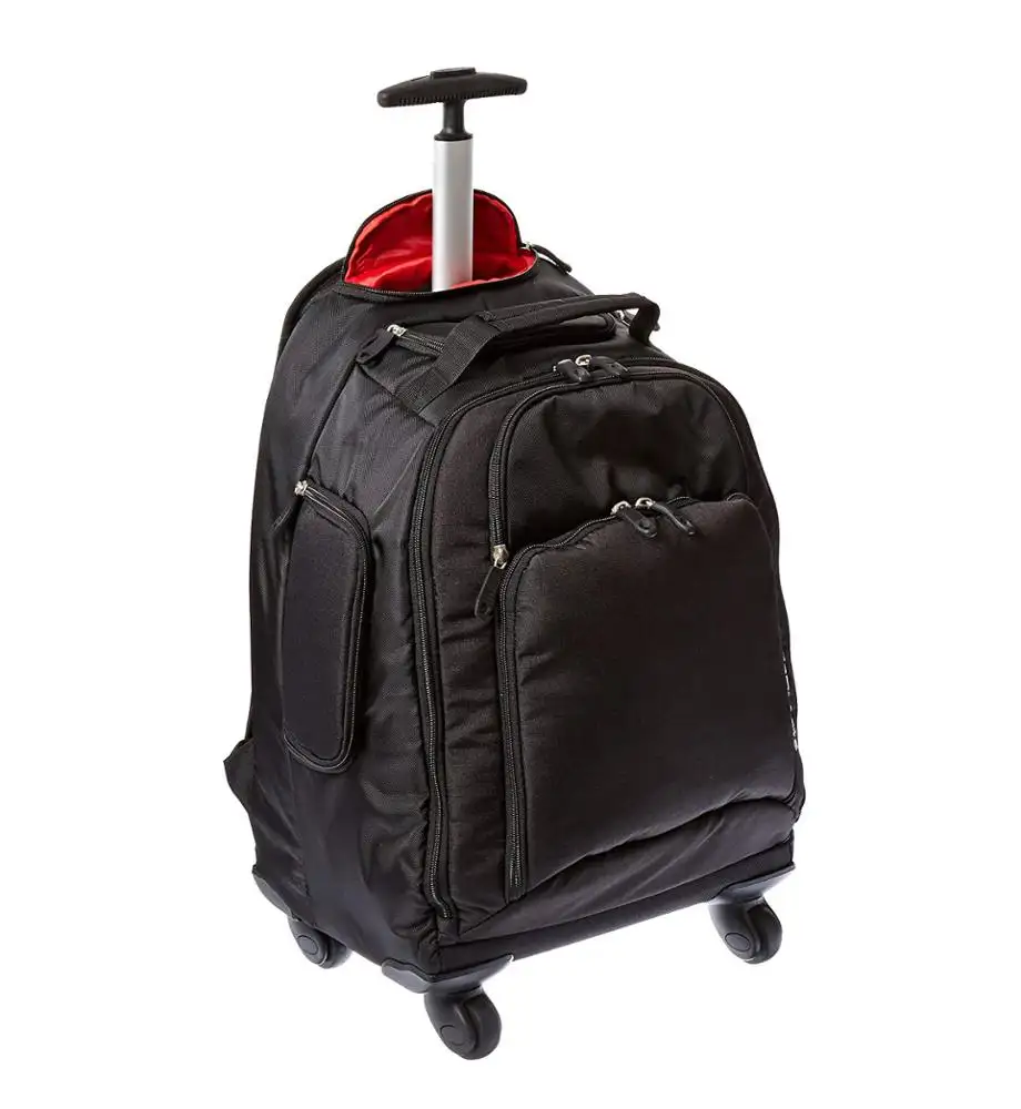 Rolling Laptop Backpack Trolley Travel Bag Fashion Customized Trips Backpack Spinner Luggage Business PVC Unisex Zipper 4 Wheel
