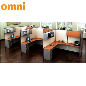 Gabinete em alumínio com perfil de l, estação de trabalho modular aberto com 3 assentos expansível no plano de abertura do centro de chamadas do escritório