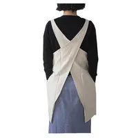Soft Cotton Linen Apron Solid Color Halter Cross Bandage Aprons Japanese Style X Shape Double Pockets Cooking Aprons