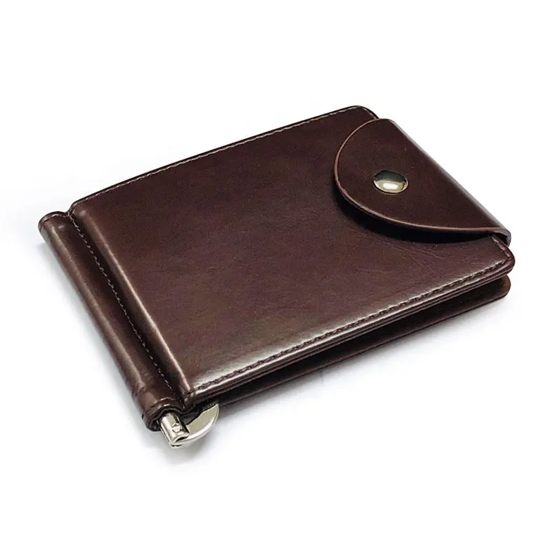 Wholesale Custom Logo African New Designer PU Leather Smart Money Clip Card Holder Purse Short Men's Wallets with Button