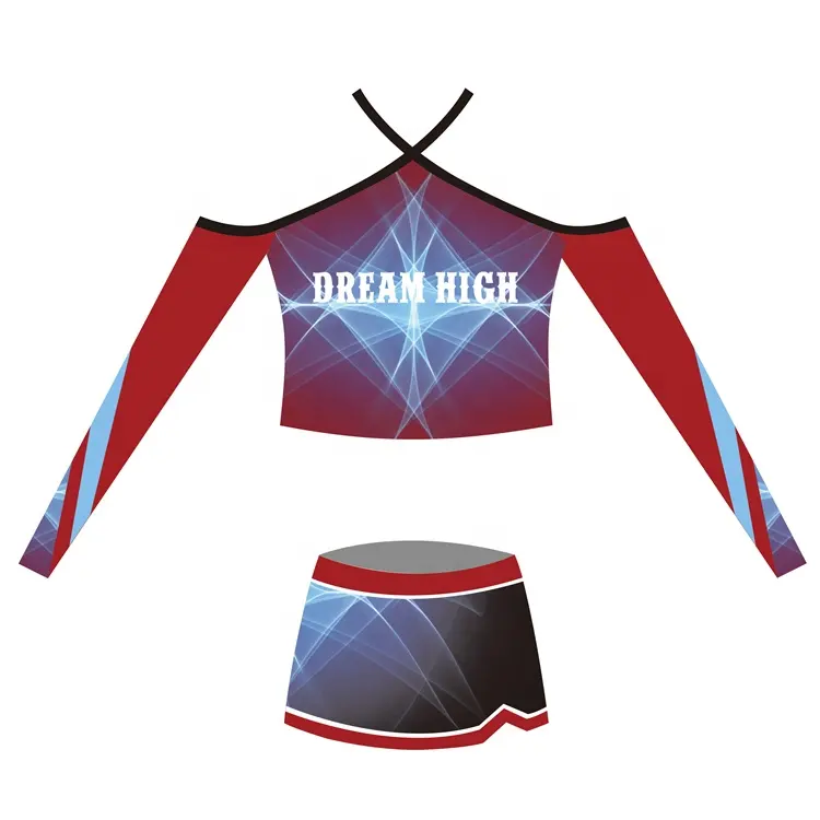 Cheer top and dance skirts sexy design your own cheerleader plus size dye sublimation cheerleading uniforms