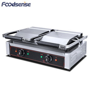 De acero inoxidable Panini asar a la parrilla de 1,8 + 1,8 kW Panini de prensa - Product Image 1