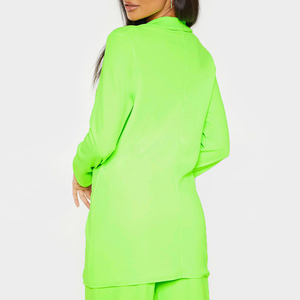 Neon <span class=keywords><strong>verde</strong></span> manica lunga scollo a v moda blazer <span class=keywords><strong>Mini</strong></span> <span class=keywords><strong>abito</strong></span> Casual donna abiti da ufficio - Product Image 2