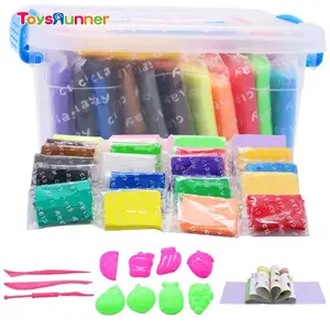 Heißer Verkauf Modell ier masse Polymer Clay Werkzeuge DIy 24 Farben luft trockener Ton flauschiger Kitt Schleim Kit Set Verkauf Kinder