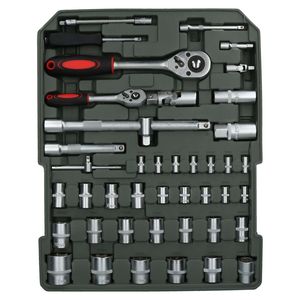 Juego completo <span class=keywords><strong>de</strong></span> <span class=keywords><strong>herramientas</strong></span>, <span class=keywords><strong>caja</strong></span> <span class=keywords><strong>de</strong></span> <span class=keywords><strong>herramientas</strong></span>, llave <span class=keywords><strong>de</strong></span> pecho, enchufes, alicates, destornilladores, 186 piezas - Product Image 5
