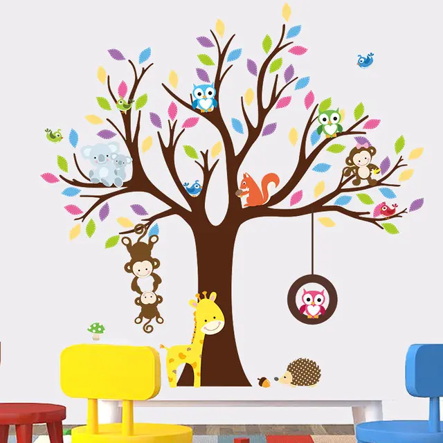 Árbol pegatinas para niños extraíble vinilo familiar pegatinas de pared coloridas dormitorio para niños, hogar decorativo pegatinas de pared para niños árbol