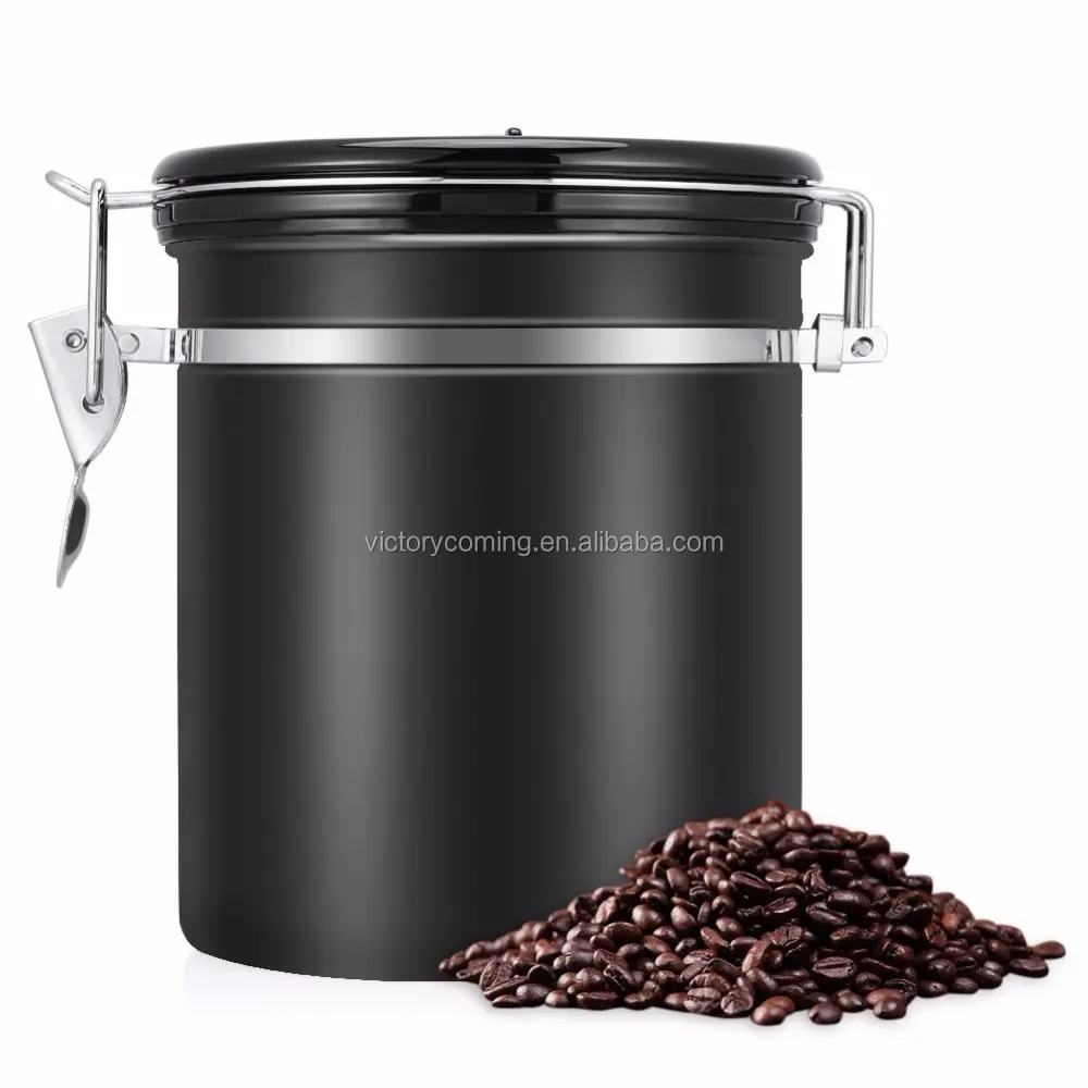 Contenitore per caffè vault scoop data acciaio inossidabile ermetico sigillato sottovuoto cucina nera contenitore per caffè in metallo colorato