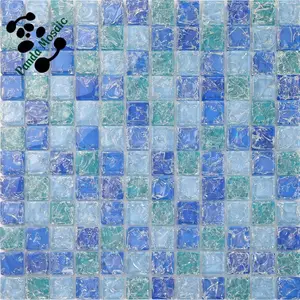 Mb Sms14 ледяная треснувшая стеклянная мозаичная плитка синяя мозаичная плитка китайская стеклянная настенная плитка для кухни