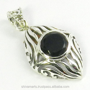 925เครื่องประดับชั้นดีจากธรรมชาติเงินสเตอร์ลิงจี้พลอยสีดำแท้พร้อมของขวัญชุบโรเดียมและทอง - Product Image 2