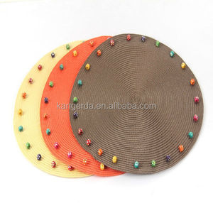 Wood <strong>Beaded</strong> <strong>Placemat</strong>/plastic Tablemat/round Mat - Product Image 1
