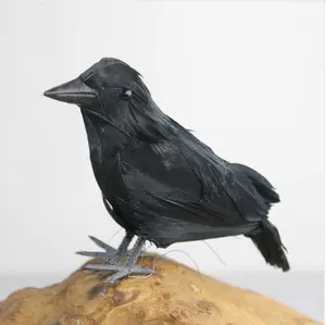 Artificial Crow Bird Crafts Realistic Party Halloween Art Feather Prop Raven