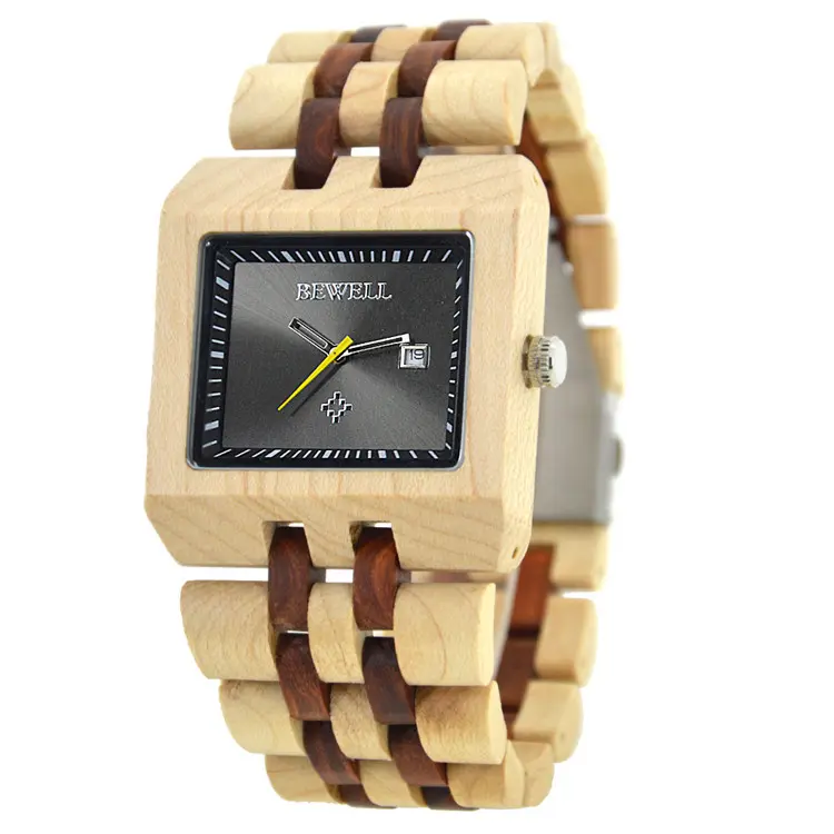 customized diy logo wood watch wrist wholesale wooden watches men square wood case watch
