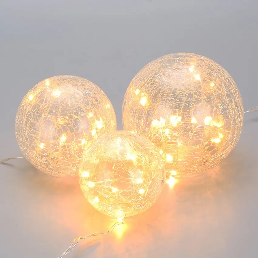 Warmweiß Led Crackle Glas Batterie Tisch lampe Ball Lighting Knistern Glas Tisch lampen