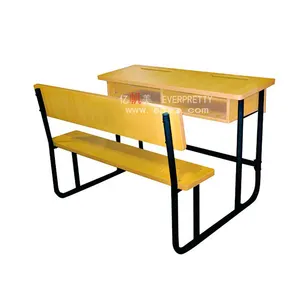 Classroom Furniture School Students Double Desk Bench Connected