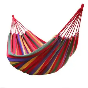 Fábrica Venda Algodão Colorido Rainbow Canvas Outdoor Camping Hammock Swing Para Caminhadas Viagens