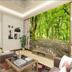 Forest Natural Scenery 3D Stereo Wallpaper Bedroom Wallpaper Price Mica Liquid Wallpaper