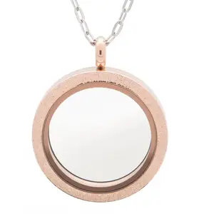 Wholesale Wedding Photos Frame Cage Round Glass Locket Pendant Necklace