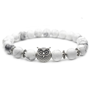 Hot Sale 8 mm Natural Branco Turquesa Bead Pulseira Coruja - Product Image 2