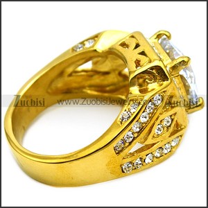 18K Goud Hoge Kwaliteit Fashion Diamanten Ringen Prijs In Pakistan Roestvrij Staal Grote Edelsteen Ring - Product Image 4