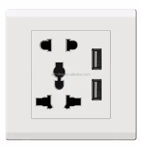 ARTDNA Vente chaude - Prise universelle multifonction pour hôtel et maison, 16A, 2 broches et 3 broches, avec chargeur double USB blanc 3.4A - Product Image 1