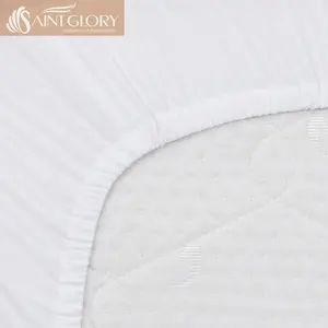 Saint Glory bed fitted sheet bottom sheet white color high quality cotton bed sheet