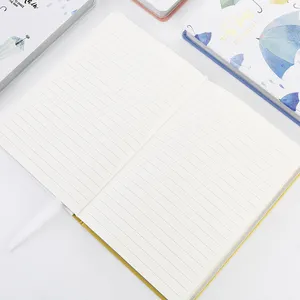 Mejor oferta de papel de cubierta de papel lloviendo paraguas cuaderno de tapa dura a granel personalizado de impresión