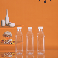 Bouteille de 350ml 12oz jetable, pour le thé, le lait, l'eau, emballage carré en plastique PET avec capuchon en PP