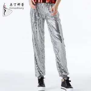 Frauen Männer Club Pailletten hose Jazz Stage Hip Hop Kostüme HipHop Modern Dance Kostüm Long Pants Hose