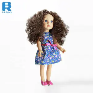 乙烯基娃娃金色卷发与漂亮的蓝色连衣裙时尚娃娃博荣玩具3 + 出售优质2019最新白色18英寸