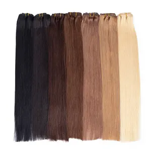 Goedkope 100% Vol Hoofd Maagd Menselijk Haar Bruin Ombre Clip In Hair Extensions