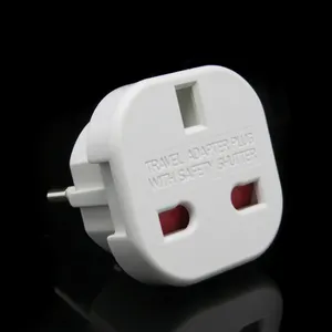 UK 3 pins with safety shutter to 4.0mm Euro adapter plug for Europe, U.A.E, Russia, South America