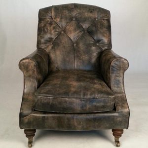 Rétro traditionnel <span class=keywords><strong>anglais</strong></span> Chesterfield canapé chaise en cuir vieilli - Product Image 1
