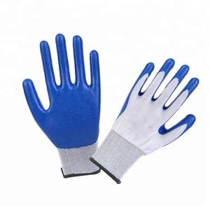 Sarung tangan telapak tangan dilapisi nitril PU nilon tipis 13 meteran Hitam Biru tahan lama & ukuran nyaman XS-XXXL - Product Image 3