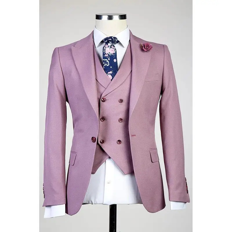 تصميم صدرية للرجال بدلة كورية للرجال معطف بنطلون تصميم بدلة رجالي ثلاث قطع